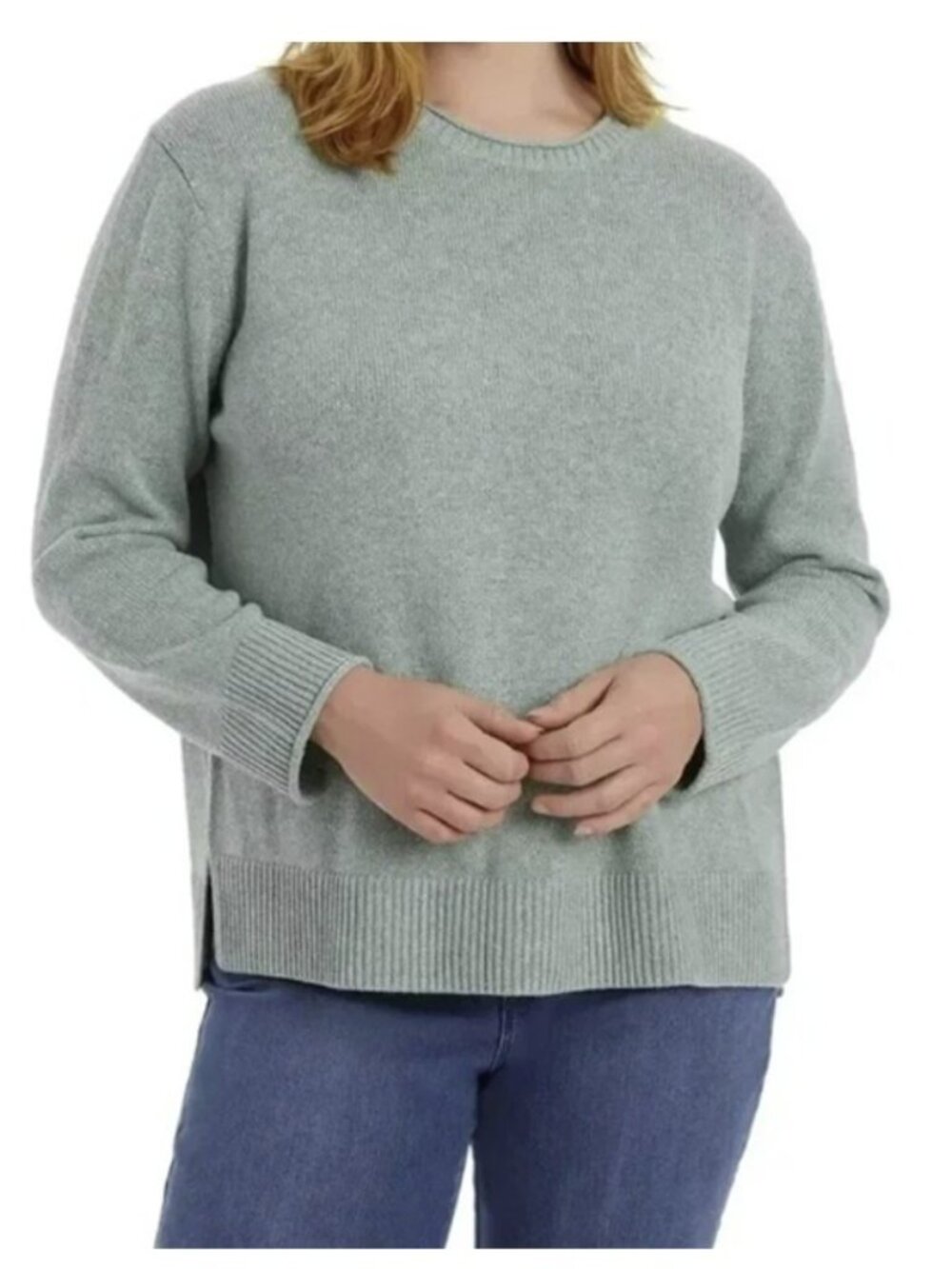 Ella Moss Crew Neck Pullover Knit Oversized Sweater New Size XS Sage Green